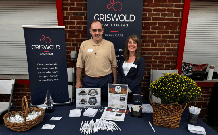 Our Director, Gary, and Associate Director, Stacey, at a Griswold table at the 2025 Berks Encore Senior Expo at the Ballpark event.