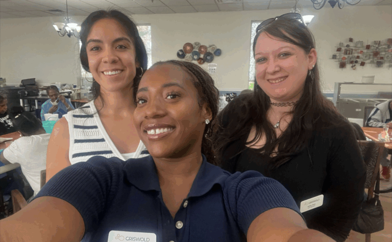 A photo of our team members Brie, Kelsey, and Natalie