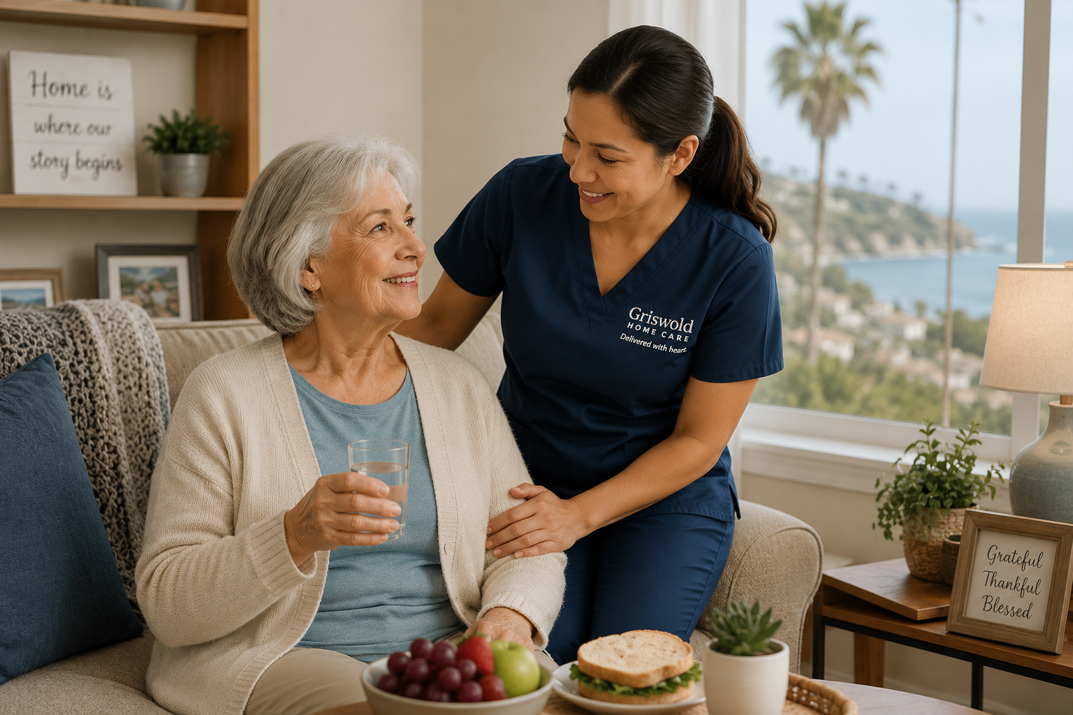 In-home caregiver assisting La Jolla senior with daily tasks