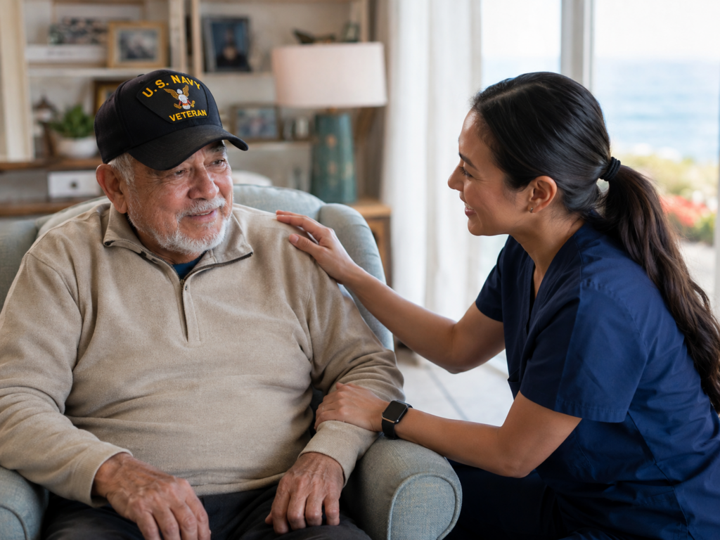 Griswold Home Care caregiver supporting veteran in La Jolla San Diego