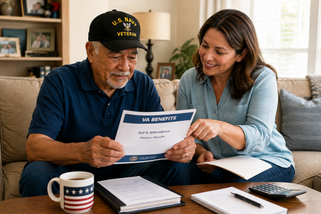 San Diego veteran family reviewing VA home care benefits