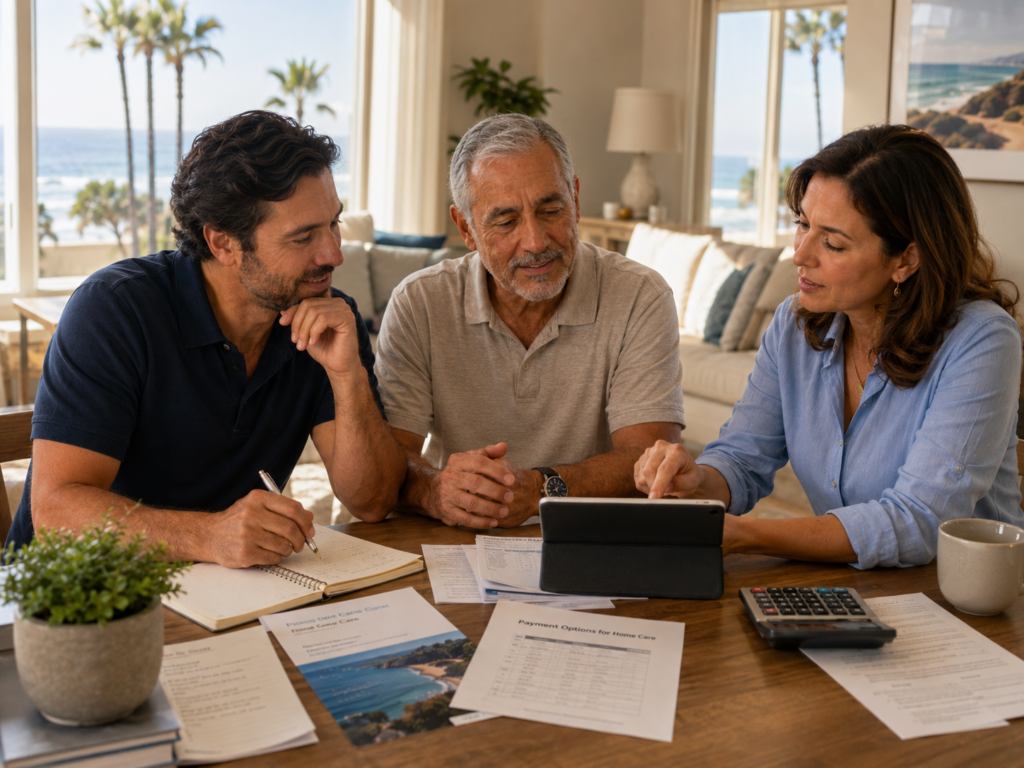 San Diego family reviewing home care payment and benefit options in 2026