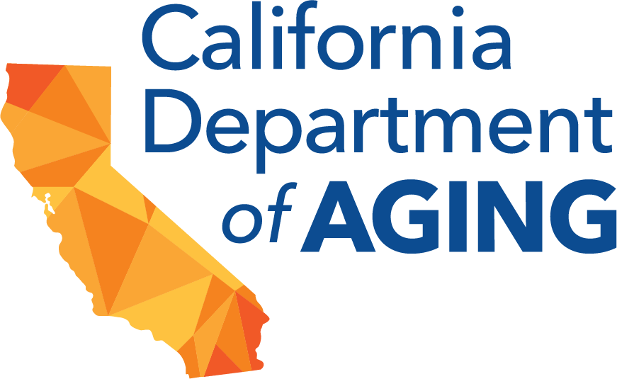 California department of aging logo with a graphic of the shape of the state of CA